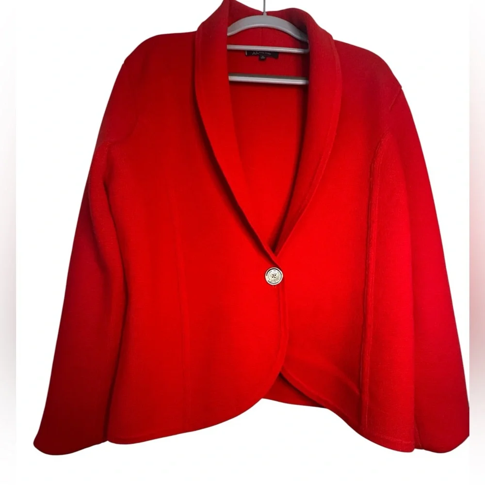 Anne Klein Bright Red Knit Jacket - Picture 1 of 3